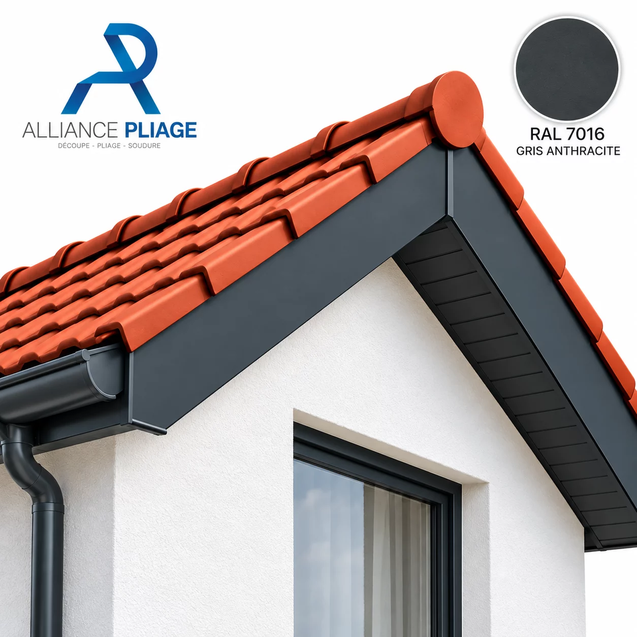 Bande de rive aluminium gris anthracite, RAL 7016