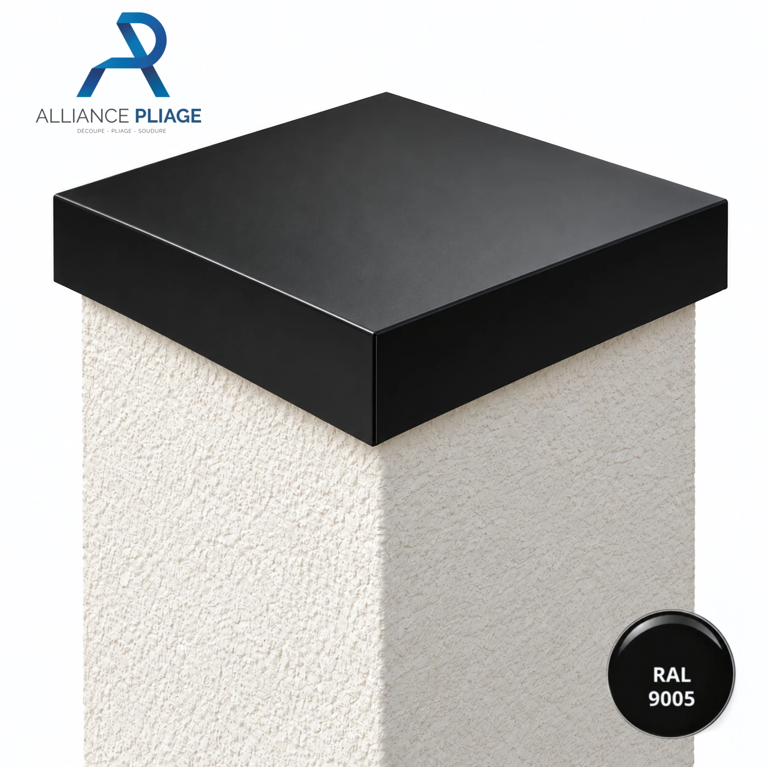 Chapeau de Pilier Aluminium Noir, RAL 9005